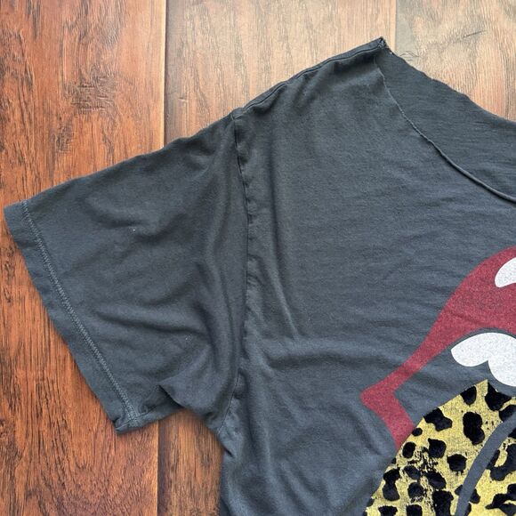 Free People x Daydreamer Rolling Stones Leopard‎ Band T-shirt Sz S Rock Metal - Picture 8 of 16